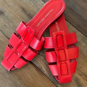 Tamara Mellon Red Leather Sandals 38